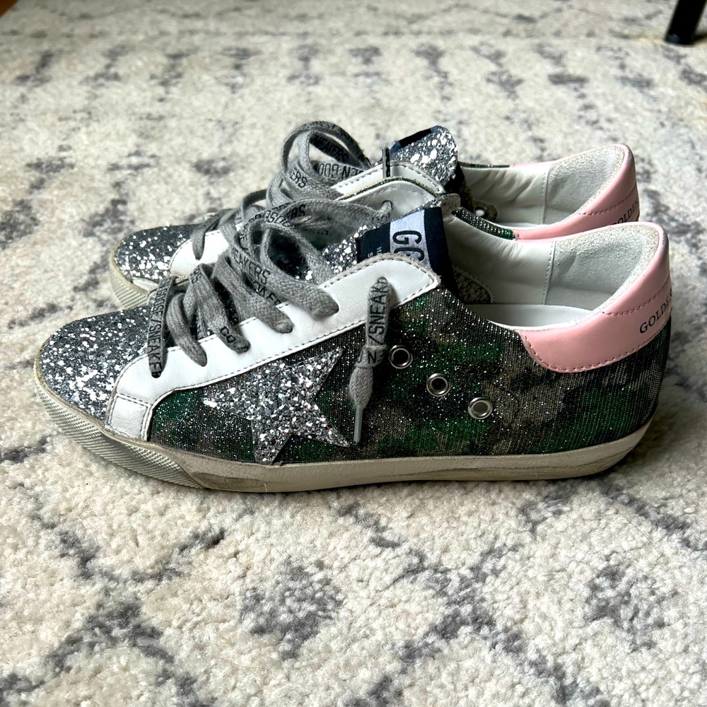 100% Authentic Golden Goose Glitter Camo Size 38. Comes with original box!